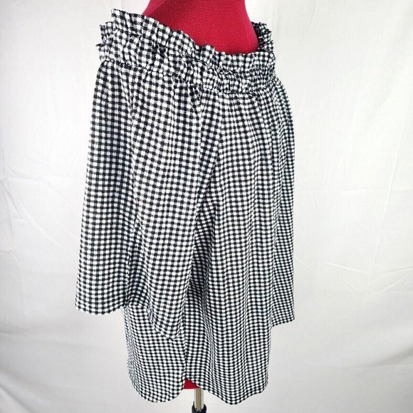 ELLE Brand Black & White Checkered Off Shoulder Stretchy Top - M - Picture 4 of 7